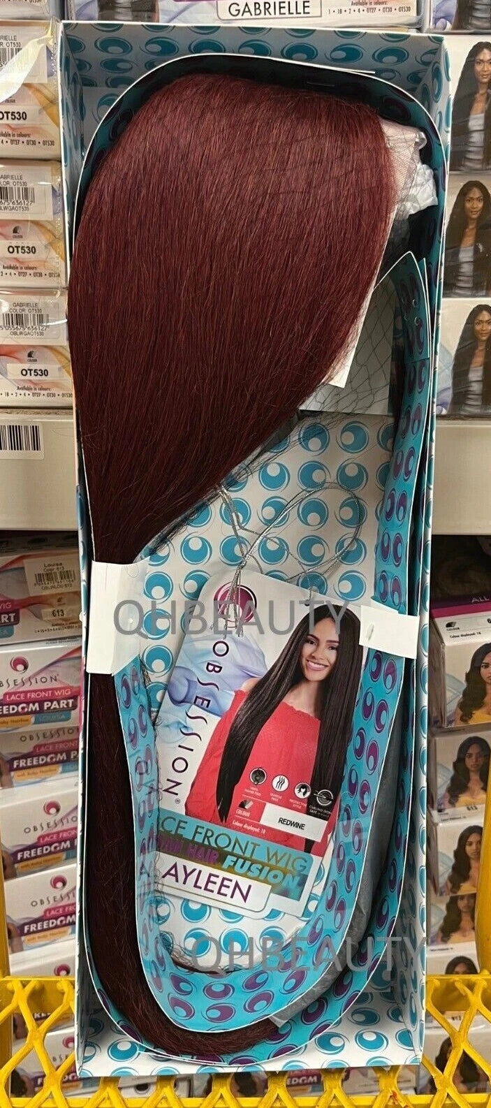 Obsession Human Hair Mix Fusion Lace Front Wig - AYLEEN 1,2,613,FS2730,Fire Red,Redwine