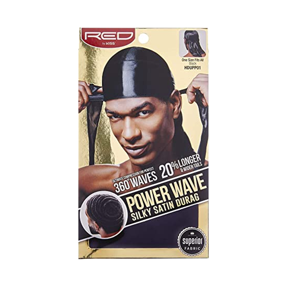 Red By Kiss - 360 Power Wave Silky Satin Durag Black HDUPP01